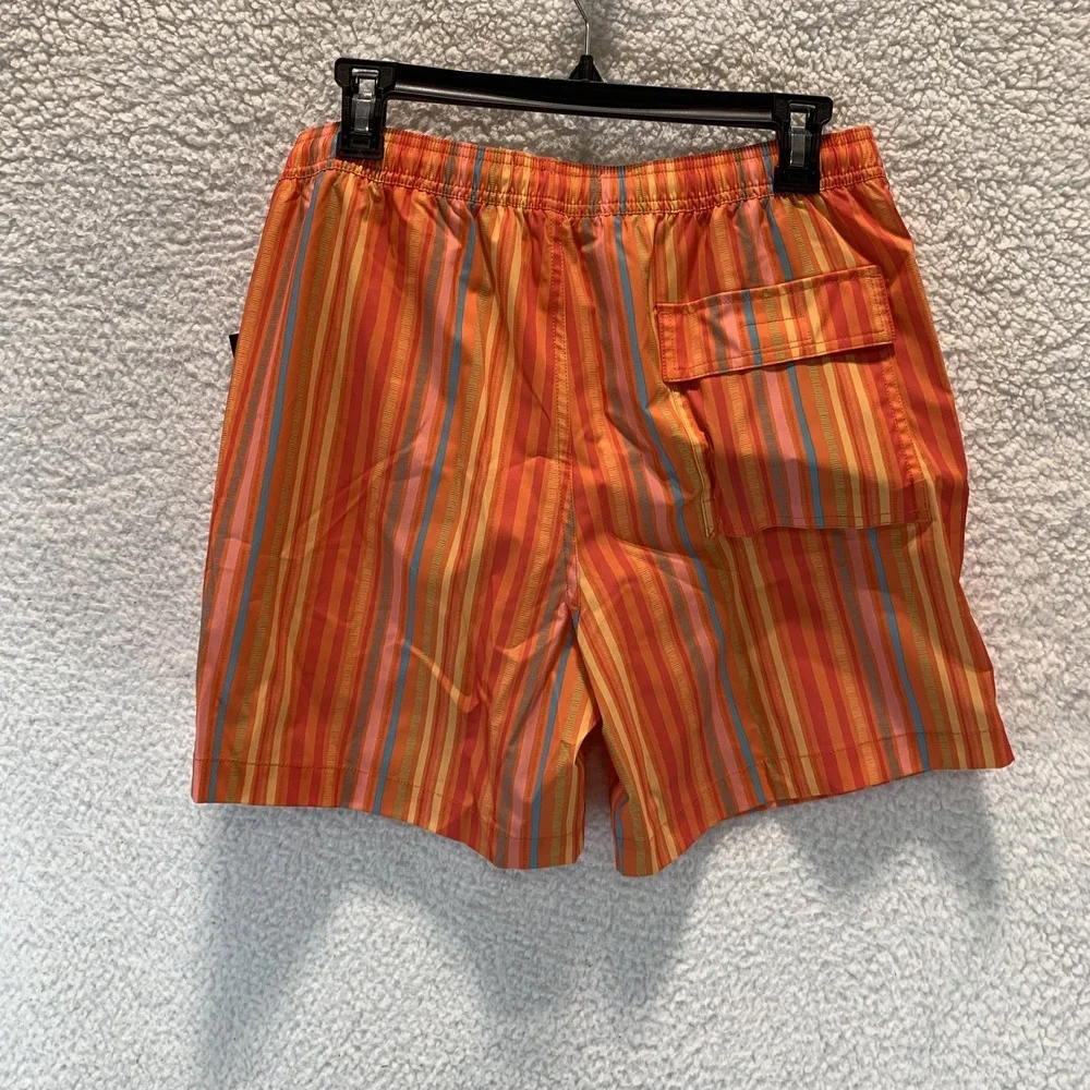 Psycho Bunny Men's Swim Shorts S Trunks Anton All Over Stripe‎ Nectarine Liner